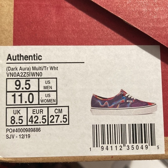 VANS SZ 11 (w) 9.5 (m) Authentic Dark Aura  Sneakers - Picture 5 of 7